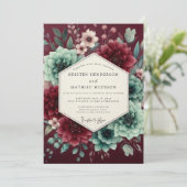 Burgundy Bloom Assemblage Wedding 招待状 (スタンド正面)