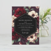 Burgundy Bloom Luxe Wedding 招待状 (スタンド正面)