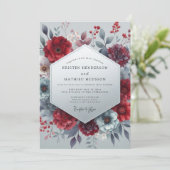 Burgundy Bloom Moody Wedding 招待状 (スタンド正面)