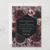Burgundy Bloom Opulent Wedding 招待状 (正面)
