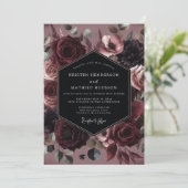 Burgundy Bloom Opulent Wedding 招待状 (スタンド正面)