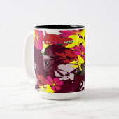 Burgundy Bloom Pop — Floral Abstract Mug ツートーンマグカップ (正面左)