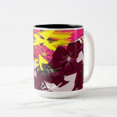 Burgundy Bloom Pop — Floral Abstract Mug ツートーンマグカップ (正面右)