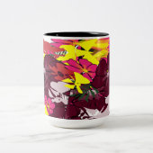 Burgundy Bloom Pop — Floral Abstract Mug ツートーンマグカップ (中央)
