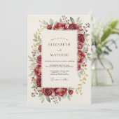 Burgundy Bloom Romance Wedding 招待状 (スタンド正面)