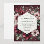 Burgundy Bloom Wedding 招待状 (正面/裏面)