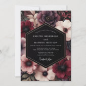 Burgundy Bloom Whimsical Wedding 招待状 (正面)
