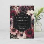 Burgundy Bloom Whimsical Wedding 招待状 (スタンド正面)