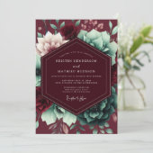 Burgundy Bloom Whimsical Wedding 招待状 (スタンド正面)