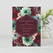 Burgundy Bloom Whimsy Wedding 招待状 (スタンド正面)