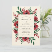 Burgundy Blooming Botanical Wedding 招待状 (スタンド正面)