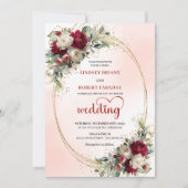 Burgundy Blush Boho Garden Wedding Invitation 招待状 (正面)