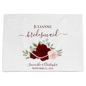 Burgundy Blush Boho Roses Wedding Bridesmaid ラージペーパーバッグ (正面)