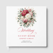 Burgundy Blush Floral Boho Wedding Guest Book ゲストブック (正面)