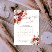 Burgundy & Blush Floral Calendar セーブザデート