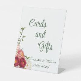 Burgundy & Blush Floral Cards and Gifts Wedding 台座サイン