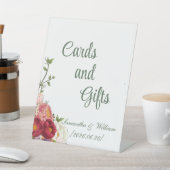 Burgundy & Blush Floral Cards and Gifts Wedding 台座サイン (インサイチュ)