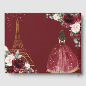 Burgundy Blush Floral Paris Eiffel Quinceanera XV ゲストブック (裏面)