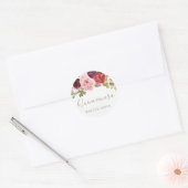 Burgundy Blush Floral Quinceanera Party Favor Seal ラウンドシール (封筒)