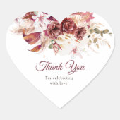 Burgundy & Blush Floral Wedding Sticker Sheet ハートシール (正面)