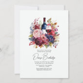 Burgundy & Blush Floral Wine Tasting Bridal Shower 招待状 (正面)