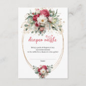 Burgundy Blush Gold Floral Diaper Raffle Insert エンクロージャーカード (正面)