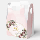 Burgundy Blush Gold Rose 60th Birthday Treat Box フェイバーボックス (オープン)