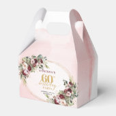 Burgundy Blush Gold Rose 60th Birthday Treat Box フェイバーボックス (正面サイド)