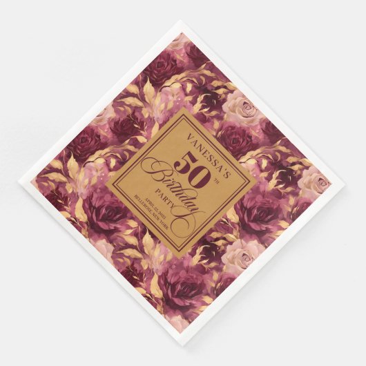 Burgundy blush gold roses 50th birthday party (コーナー)