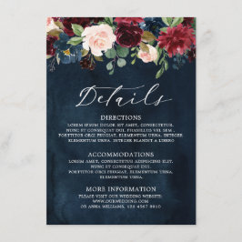 Burgundy Blush Marineblau Botanical Blumen Boho エンクロージャーカード