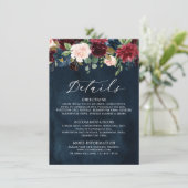 Burgundy Blush Marineblau Botanical Blumen Boho エンクロージャーカード (スタンド正面)