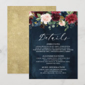 Burgundy Blush Marineblau Botanical Blumen Boho エンクロージャーカード (正面/裏面)