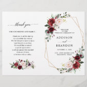 Burgundy Blush Modern Geometric Wedding Program (正面)