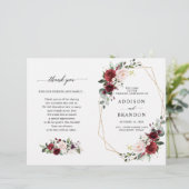 Burgundy Blush Modern Geometric Wedding Program (スタンド正面)