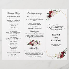 Burgundy Blush Modern Geometric Wedding Program
