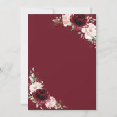 Burgundy Blush Pink Floral Church Wedding   招待状 (裏面)