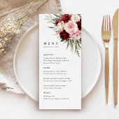 Burgundy Blush Pink Floral Wedding Reception Menu メニュー