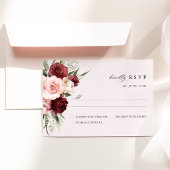 Burgundy Blush Pink Floral Wedding RSVP Card