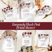 Burgundy Blush Pink Flowers Cards and Gifts Sign ポスター