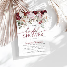 Burgundy Blush Pink Flowers, Floral Bridal Shower