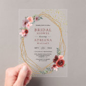 Burgundy Blush Pink Roses Geometric Bridal Shower アクリル招待状 (インサイチュ (ポータブル))