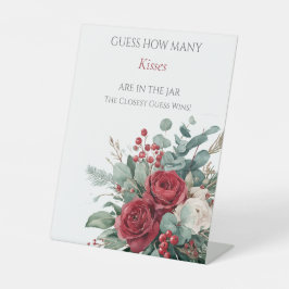 Burgundy & Blush Roses Guess How Many Kisses 台座サイン
