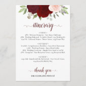 Burgundy Blush Roses Wedding Welcome & Itinerary プログラム (裏面)