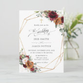 Burgundy Blush Rust Orange Floral Church Wedding   招待状 (スタンド正面)