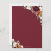 Burgundy Blush Rust Orange Floral Church Wedding   招待状 (裏面)