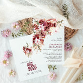 Burgundy Blush Terracotta Boho Floral Wedding 招待状