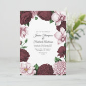Burgundy & Blush Watercolor Floral Wedding 招待状 (スタンド正面)