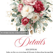 Burgundy Blush White Floral Wedding Details エンクロージャーカード