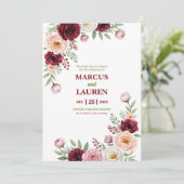 Burgundy Blush Wildflower Wedding Invitation Card 招待状 (スタンド正面)