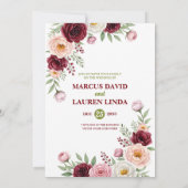 Burgundy Blush Wildflower Wedding Invitation Card 招待状 (裏面)